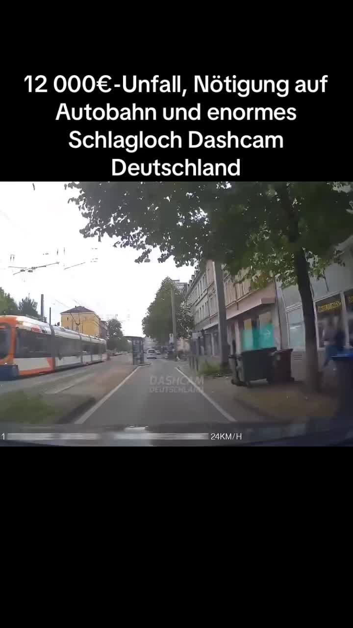 , schlagloch,Accident à 12 000 €, coercition sur autoroute et énorme dashcam nid-de-poule Allemagne sur Tiktok