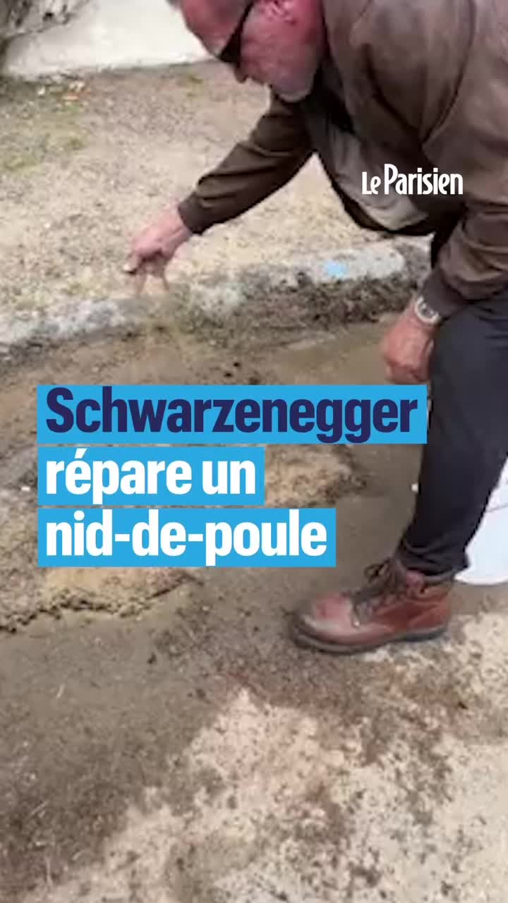 , Tiktok (nid-de-poule): Arnold Schwarzengger s’est retroussé les manches pour reboucher un nid-de-poule