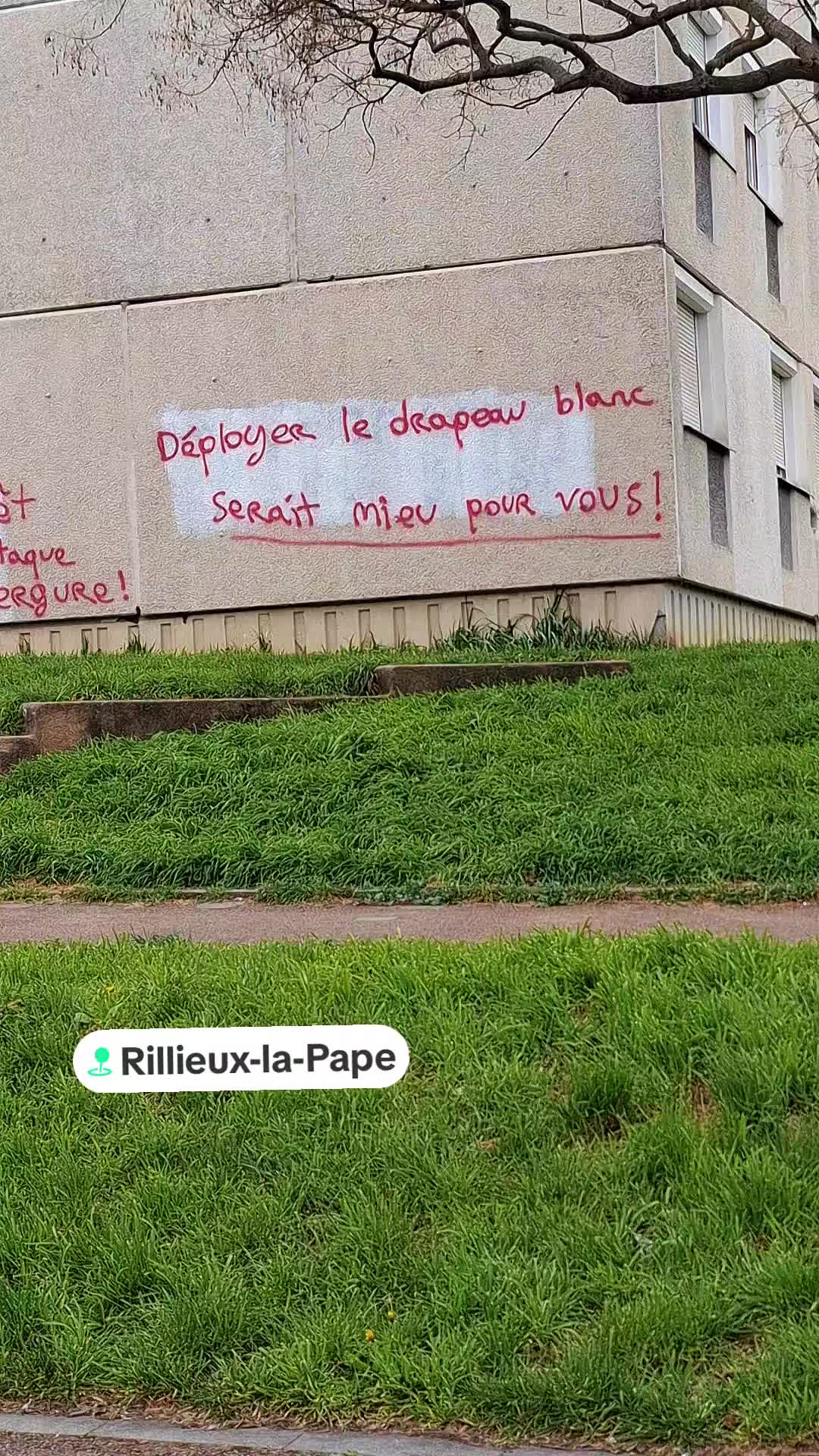 , police municipale,nouveau tags sur les mur de Rillieux-la-Pape suite à une nuit d’émeutes depuis sur Tiktok