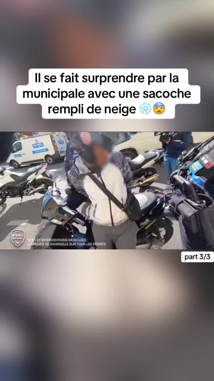 , Tiktok (police municipale): Il se fait surprendre par la municipale avec une sacoche rempli de neige part